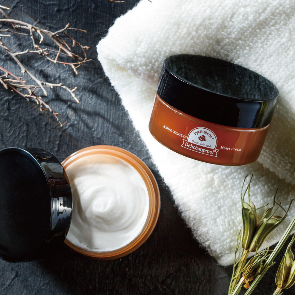 KITAO Pycnogenol Moist Cream/Увлажняющий и питательный крем для лица с пикногенолом, 4 видами гиалуроновой кислоты, 3 видами коллагена, 3 видами керамидов, 18 аминокислотами и растительными экстрактами 40 г