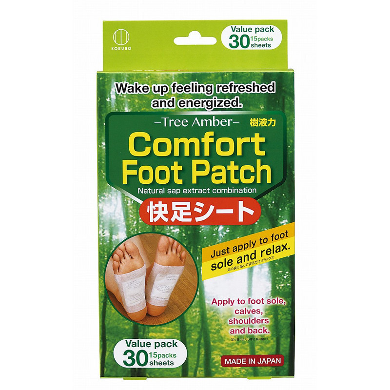 KOKUBO Comfort Foot Patch Tree Amber/Шлаковыводящий пластырь с экстрактом полыни на 15 применений