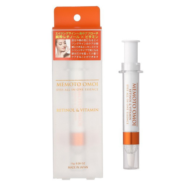 MEMOTO OMOI EYES All In One Essence Retinol&Vitamin/Сыворотка-крем для кожи вокруг глаз с ретинолом, витаминами, астаксантином, коллагеном, 11 г