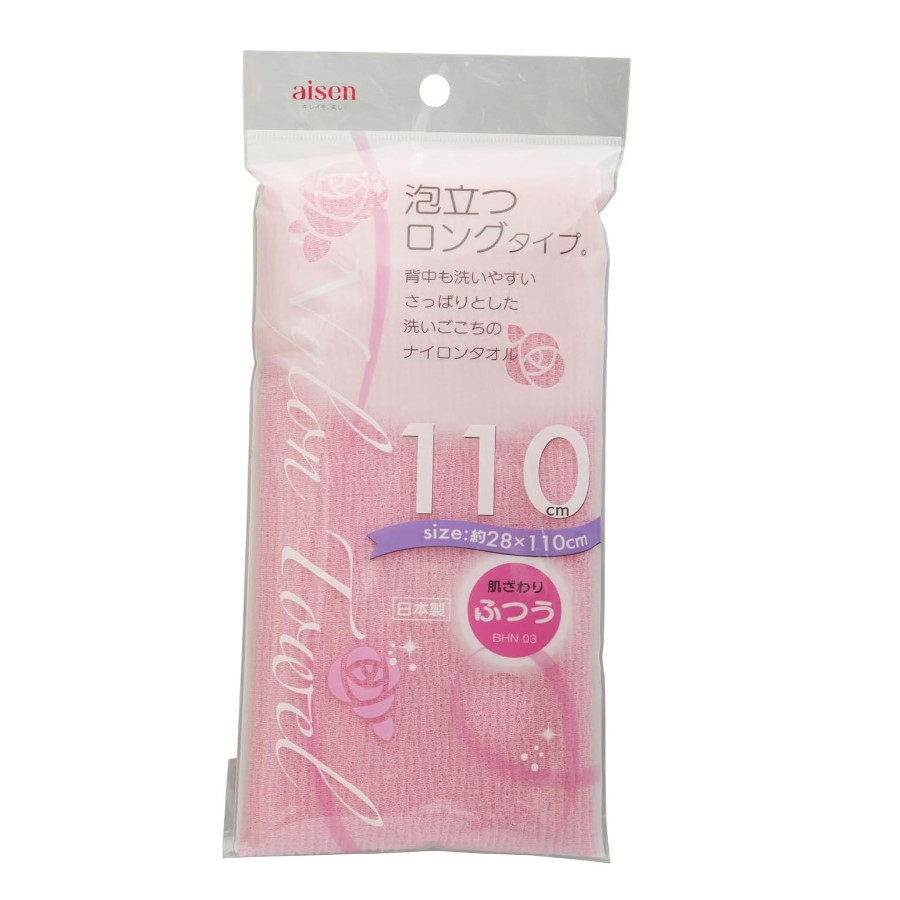 AISEN Массажная мочалка для тела (средней жёсткости)/Nylon body towel normal (Pink) BHN03