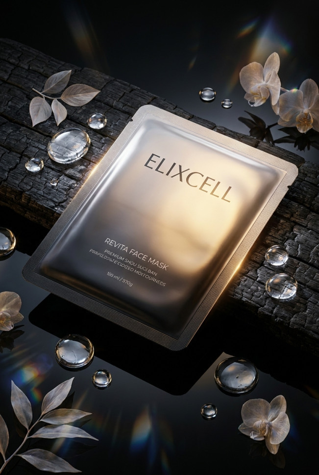 ELIXCELL Revita Face Mask/Маска для лица с экстрактами стволовых клеток, фуллереном, плацентой, маннитолом, коллагеном, арбутином, скваланом и гиалуроной кислотой 40 шт