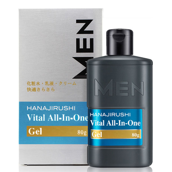 HANAJIRUSHI MEN Vital ALL-In-One Gel/Мужской увлажняющий гель для лица «всё в одном» с тальком, аргинином, ментолом и растительными экстрактами, 80 грамм