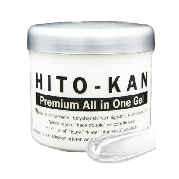 HITO－KAN Premium All in One Gel/Гель для лица со стволовыми клетками, плацентой, гиалуроновой кислотой, ретинолом, коллагеном, лецитином, токоферолом, золотом, серебром 270 г
