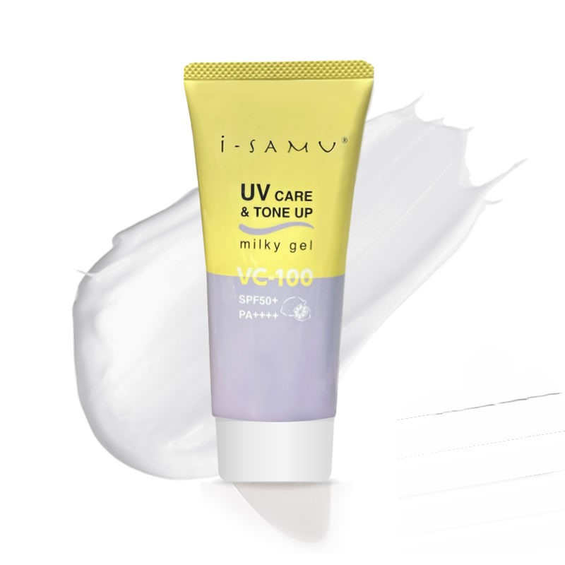i-samu UV Care&Tone Up Milky Gel VC-100/Солнцезащитный уходовый крем-санскрин SPF50+/PA++++ 70 г