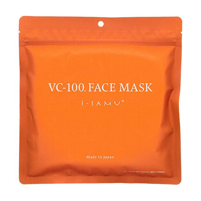 i-samu VC-100 Face mask/Маска для лица с витамином С (APPS), коллагеном, гиалуроновой кислотой, аргинином, аланином и растительными экстрактами 30 шт