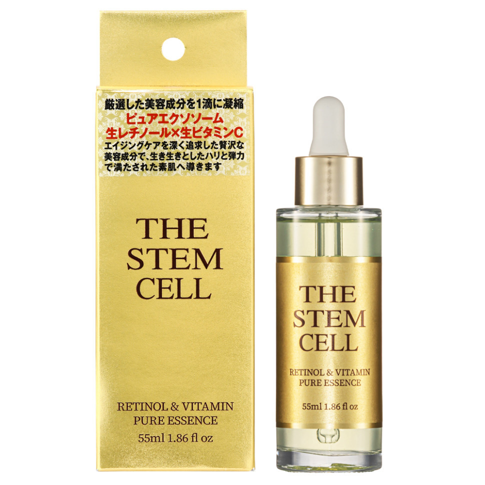 THE STEM CELL RETINOL＆VITAMIN PURE ESSENCE/Антивозрастная сыворотка со стволовыми клетками, экзосомами, 2 видами ретинола, липосомами и витамином С, 55 мл